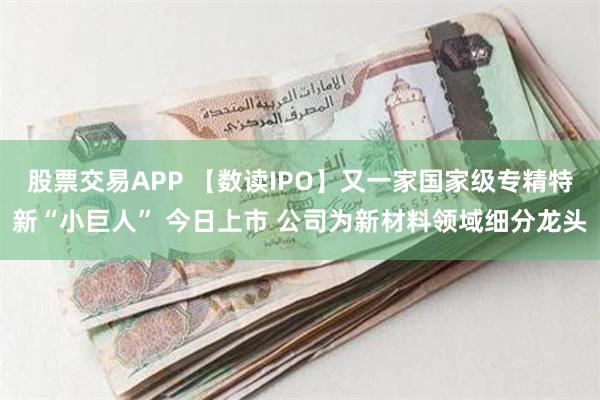 股票交易APP 【数读IPO】又一家国家级专精特新“小巨人” 今日上市 公司为新材料领域细分龙头