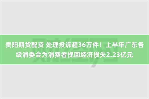 贵阳期货配资 处理投诉超36万件！上半年广东各级消委会为消费者挽回经济损失2.23亿元