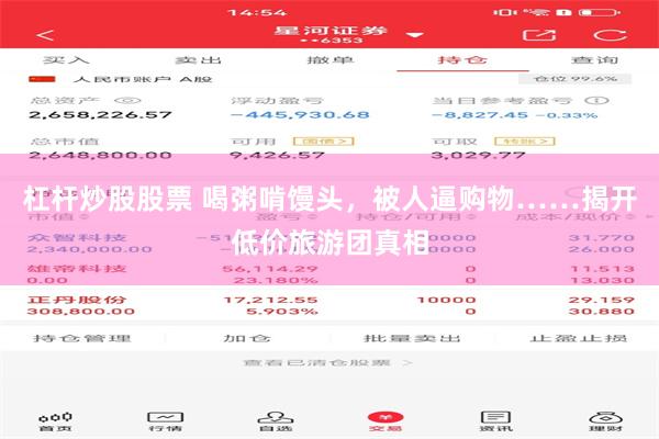 杠杆炒股股票 喝粥啃馒头，被人逼购物……揭开低价旅游团真相