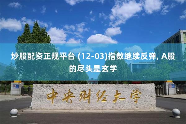 炒股配资正规平台 (12-03)指数继续反弹, A股的尽头是玄学