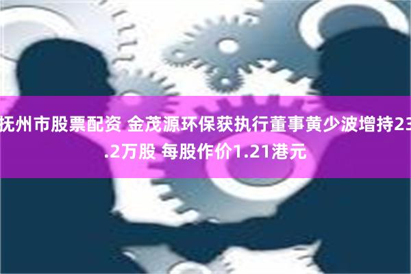 抚州市股票配资 金茂源环保获执行董事黄少波增持23.2万股 每股作价1.21港元