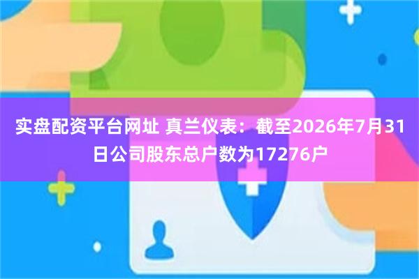 实盘配资平台网址 真兰仪表：截至2026年7月31日公司股东总户数为17276户